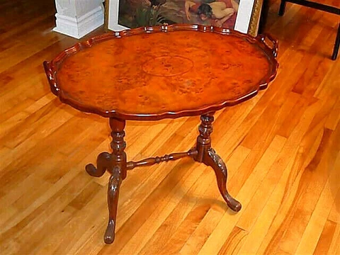 Luxurious Louis XVI Style Honey Burl Mahogany Oval Tea Table Superb Replica/1850 Cover