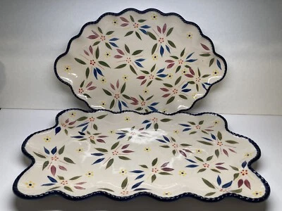 Temp-tations By Tara Old World Blue Set of 2 Nested Platters - Image 1 of 4