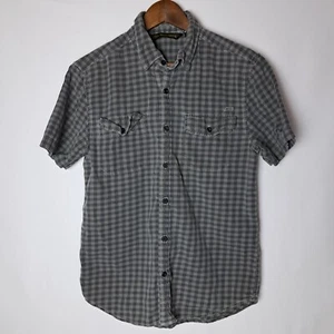 Harley Davidson Shirt Mens Medium Slim Fit Gray Button Up S/S Check Motorcycles - Picture 1 of 15