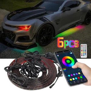 6x Multicolor Car Underglow LED Neon Kit Strip Light APP For Chevy Camaro SS ZL1 - Picture 1 of 14