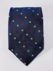 Cravatta collo uomo Tommy Hilfiger fatta a mano blu oro rosso 100% seta USA nuova - Foto 1 di 10