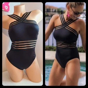 Kenneth Cole Swim Elegant Black Strappy One Piece Swimsuit Size Sm - Picture 1 of 5