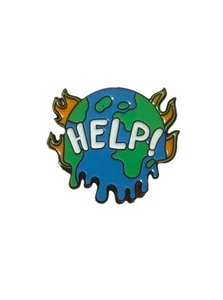 My World’s On Fire Metal Enamel Pin New Earth Day Climate Change Global Warm Pin - Picture 1 of 4