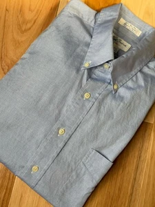 Camisa Paul Fredrick Ajuste Ajustado Dos Capas Oxford Botón Para Hombre 16-32 Azul Manga Larga - Imagen 1 de 4