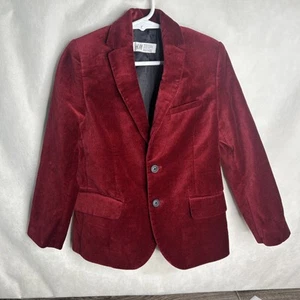 H&M Deep Red/Holiday Velvet Jacket Blazer Sports Coat Washable Boys Size 6-7 - Picture 1 of 22