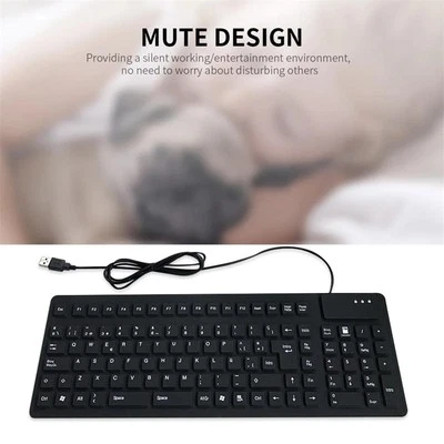Waterproof Silicone Spanish Keyboard USB Wired Foldable - Image 1 of 4