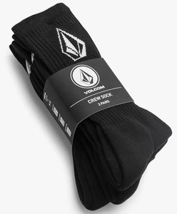 Volcom Kids Full Stone Black Crew Socks Size 2.5-5.5- 3 Pack - Picture 1 of 1