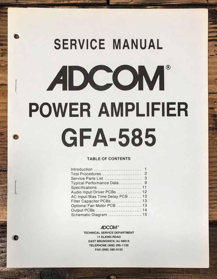 Adcom GFA-585 Amplifier Service Manual *Original* - Image 1 of 1