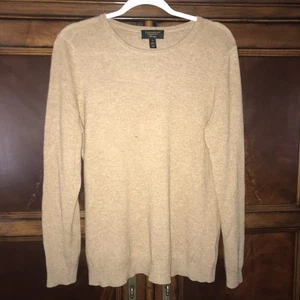 Maglione Charter Club 100% Cashmere Donna Tg L Pullover Girocollo Heathered Cammello - Foto 1 di 4