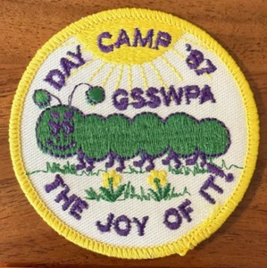 GSA Patch Girl Scout Badge 1987 GSSWPA Day Camp Joy of It Caterpillar - Picture 1 of 2