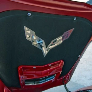Manta emblema Corvette C7 2014-2019 acero inoxidable pulido banderas cruzadas - Imagen 1 de 3