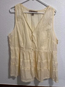 Blusa Nine West Vintage America para mujer amarilla transparente XL perla broches a presión - Imagen 1 de 3