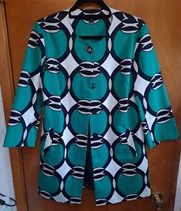 Womens Size Small Abstract Teal Design Jacket By Tribal - Picture 1 of 6
