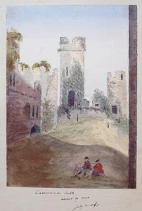 Richard Suter (1797–1883). Watercolour, Carnarvon Castle, 1867 - Picture 1 of 3