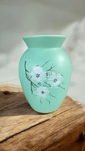 McCoy Springwood Vintage Dogwood Flower Mint Green Tall Deco Pottery Vase 9.25" - Picture 1 of 8