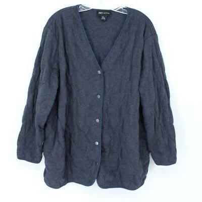 Jones New York Jacket Womens 2XL Snap Front Soft Knit Quilted Cozy Casual Blue - Image 1 of 4