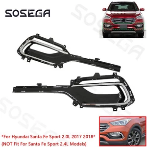 For Hyundai Santa Fe Sport 2.0L 2017 2018 LH&RH Front Bumper Fog Light Bezel Set - Picture 1 of 8