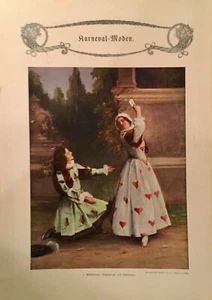 Karneval-Moden Glückskarten Eichelwenzel + Coeurdame nach J.J. Weber XL 1911 - Picture 1 of 1