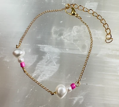 ✨ Armkette Damen Armband Perlen Schmuck Geschenk Mädchen Armkettchen Neu 🤍 - Bild 1 von 2