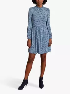 Boden Blue Floral Long Sleeve Jersey Knit Pullover Clara Dress Womens US 6 - Picture 1 of 10