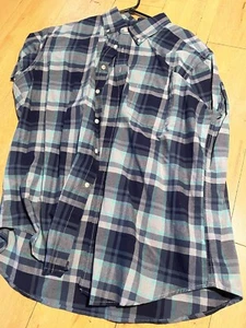 merona xl blue mens button down shirt short sleeve button up - Imagen 1 de 1