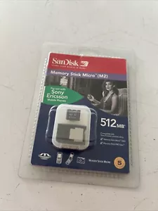 Sandisk 512MB M2 Card Professional Memory Stick Micro Mobile Card Sony Ericsson - Picture 1 of 4