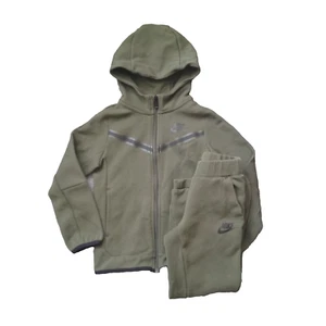 Nike Tech Fleece Sweat Suit Youth 6 Medium Green Hoodie Joggers Full Zip Pockets - Picture 1 of 24