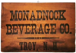 MONADNOCK BEVERAGE CO. TROY NH ANFANG 20. JAHRHUNDERT ANTIKER TINTENSTEMPEL WDN KISTE FRONT PNL - Bild 1 von 9