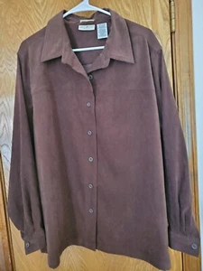 Women’s Plus Shirt Jacket by White Stag - Size 24W -Brown Suede - Picture 1 of 5
