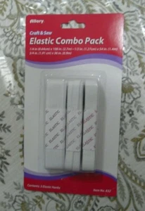 NEW CRAFT & SEW WHITE ELASTIC COMBO PACK 1/4, 1/2", 3/4" - Bild 1 von 1