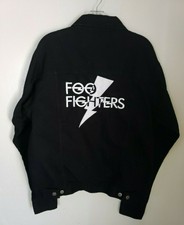 NEW FOO FIGHTERS Tour Black Denim Embroidered Button up Shirt Mens L Rock