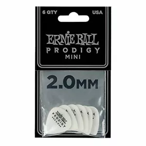 Ernie Ball Prodigy 2.0mm White mini Guitar Picks - 6 Pack, P09203 - Picture 1 of 1