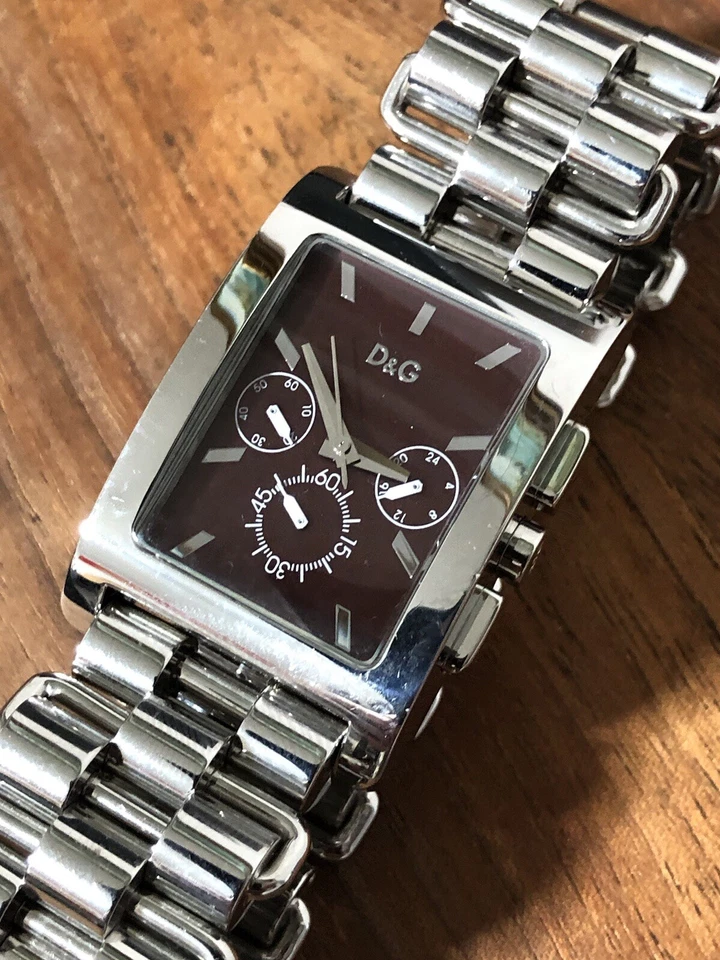 Dolce & Gabbana Time Men’s Chronograph Watch Stainless Rectangle Tank New Bat - Image 1 of 4