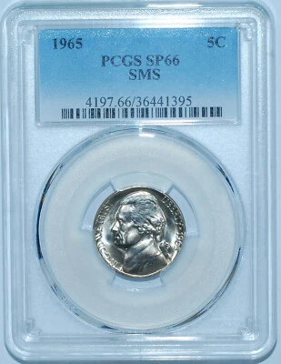 1965 PCGS SMS MS66 SP66 Mint Error Struck Thru Grease Jefferson Nickel - Image 1 of 4