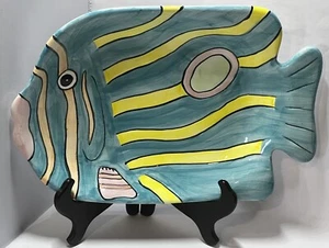 Beautiful Ceramic Fish Serving Dish Plate Excellent Used Condition 15” x 8-1/4” - Picture 1 of 2