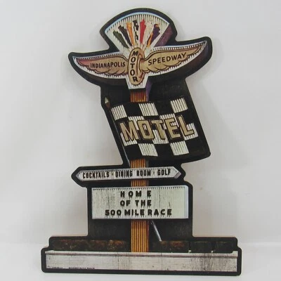 IMS Retro Hotel  Motel Wooden Sign Indianapolis Motor Speedway Souvenirs Indy500 - Image 1 of 4