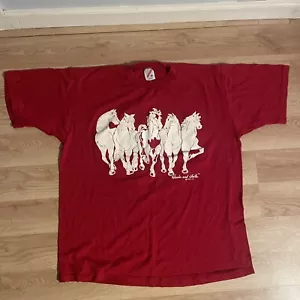 Camiseta Caballo Vintage Años 90 Linda Lori Cabezas y Colas XL Puntada Única - Imagen 1 de 12