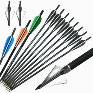 12pcs Armbrustpfeile 16" 17" 18'' 20" 22" Carbonpfeile Bogenschießen Bolzen Jagd - Picture 1 of 32