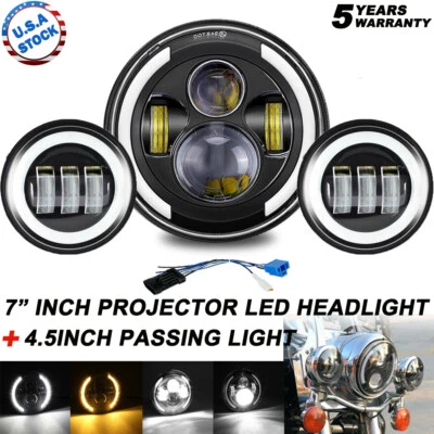 7-дюймовая светодиодная фара Halo + проходная лампа для Yamaha XVS 650 950 1100 1300 V-Star - Изображение 1 из 4