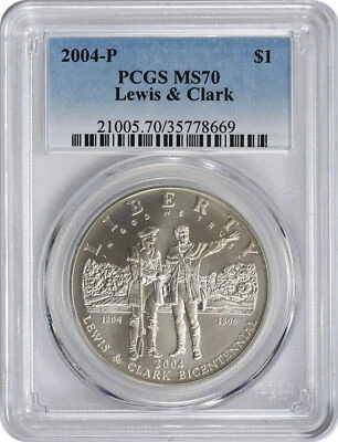 2004-P Lewis and Clark Silver Commemorative Dollar MS70 PCGS - Image 1 of 2