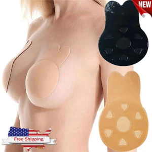 Women's Strapless Invisible Bra Silicone Self-Adhesive Push Up Rabbit Sticky ZYL - Picture 1 of 12