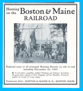 1905 BOSTON und MAINE EISENBAHN Jäger Jagd Antik DRUCK ANZEIGE Camping Pistole - Bild 1 von 1