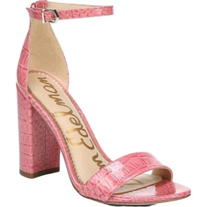 Sam Edelman Yaro Women's Size 8.5 Rasberry Sherbert Patent Pink Croco Sandals - Picture 1 of 10
