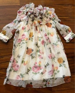 GUCCI Kids Girl Red Floral Dress ONE PIECE BROUSE in Silk GIRL size 6 FROM JAPAN - Picture 1 of 6