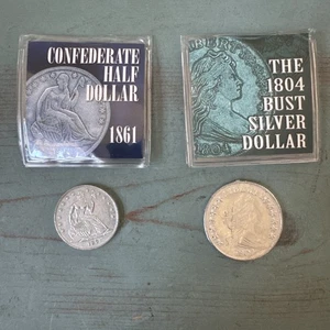 1804 Büste Silber Dollar & Konföderierte Half Dollar 1861 Hommage - Bild 1 von 7