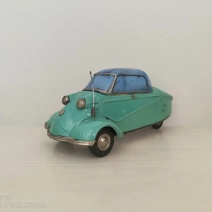 Vintage BANDAI Tin Car Messerschmitt Green 20cm Copy Box Japan - Picture 1 of 18