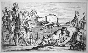 1663 Giuseppe Maria Mitelli / A. Carracci Trojans Sacrifice Neptune Etching - Picture 1 of 1