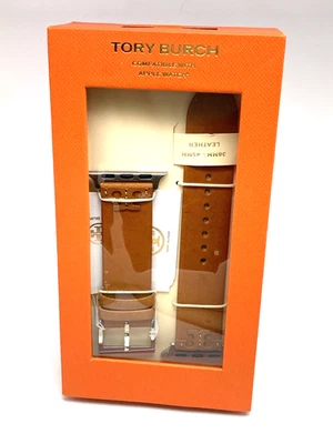 Tory Burch Apple Watch Band Case Size 38-45mm Brown Leather Strap TBS0100E - Image 1 of 4