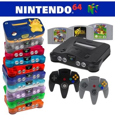 Nintendo 64 / N64 Console + 1 2 3 4 Controllers 🎮✅ Power Cables & Game Classic - Image 1 of 4