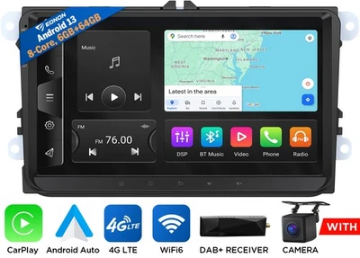 DAB+ 9"Carplay Android 13 6+64 Autoradio Navi Für VW GOLF 5 6 POLO Passat Touran - Bild 1 von 4